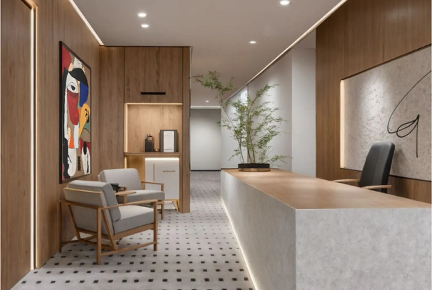 Recepción y sala de espera del consultorio